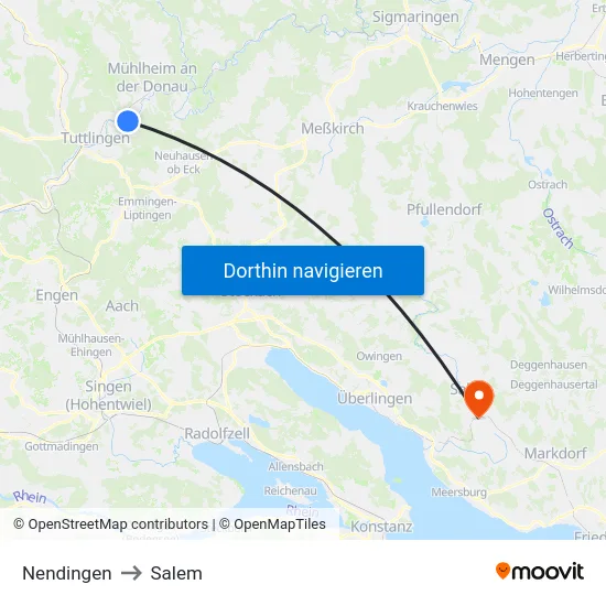 Nendingen to Salem map