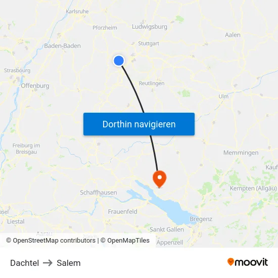 Dachtel to Salem map