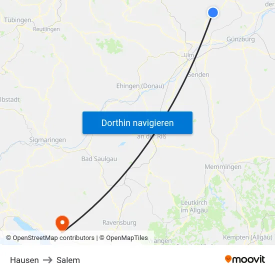 Hausen to Salem map