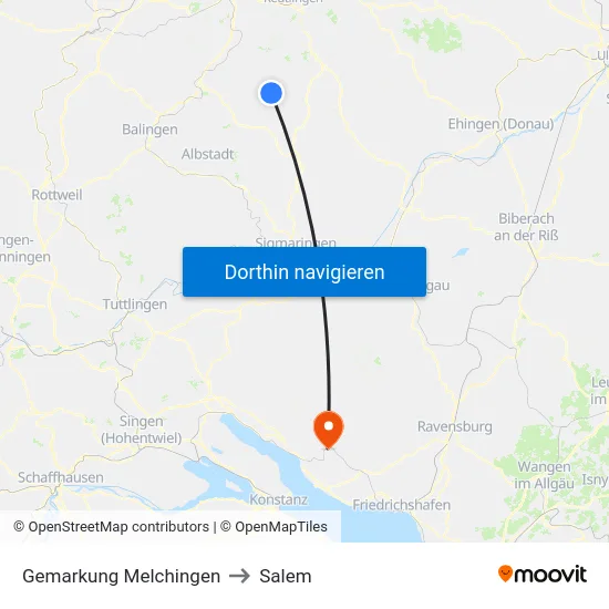 Gemarkung Melchingen to Salem map