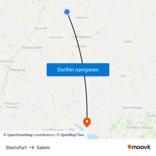 Steinsfurt to Salem map