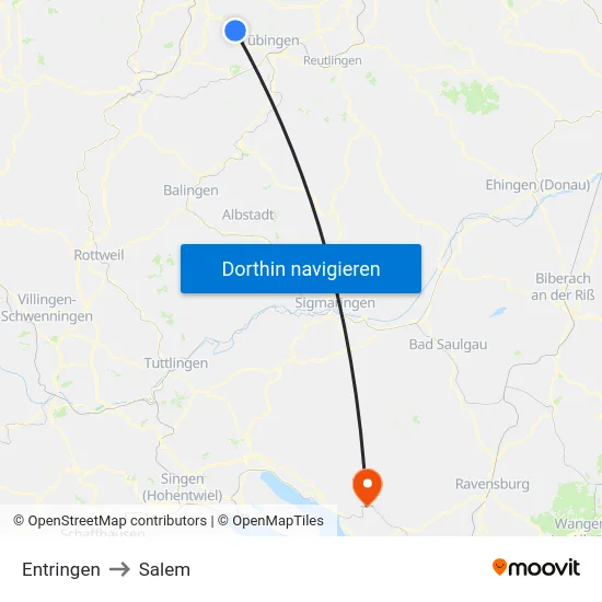 Entringen to Salem map