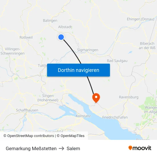Gemarkung Meßstetten to Salem map