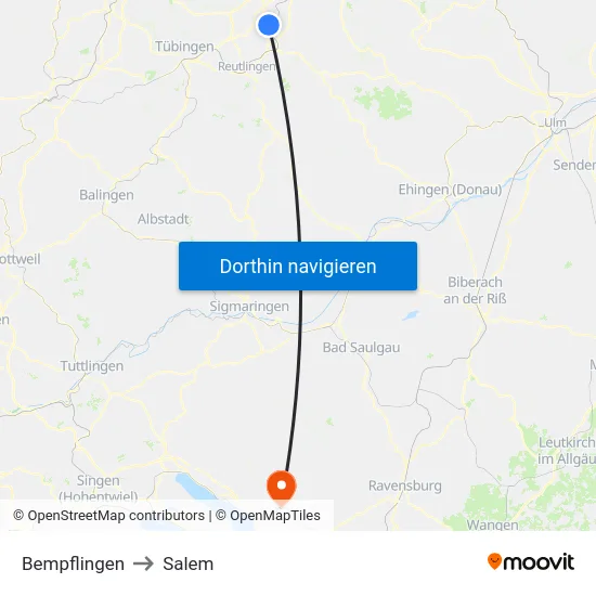 Bempflingen to Salem map
