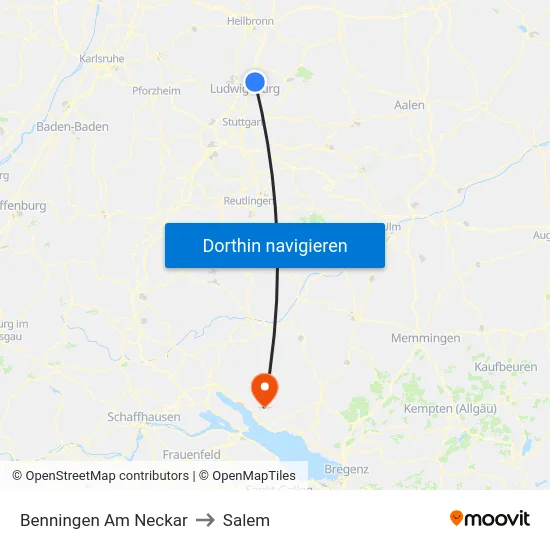 Benningen Am Neckar to Salem map