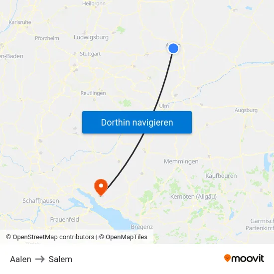 Aalen to Salem map