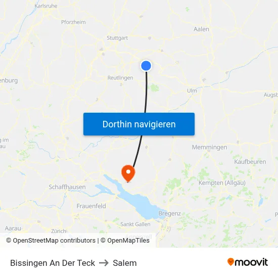 Bissingen An Der Teck to Salem map