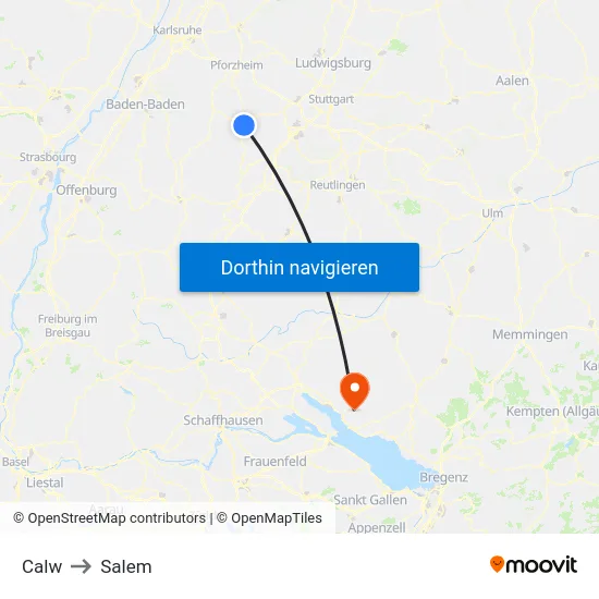 Calw to Salem map