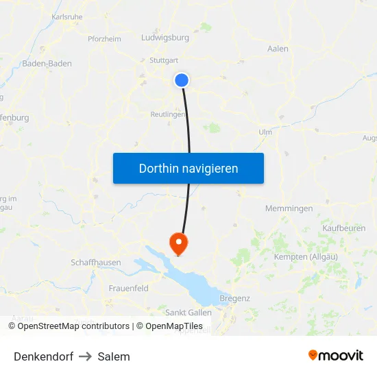 Denkendorf to Salem map