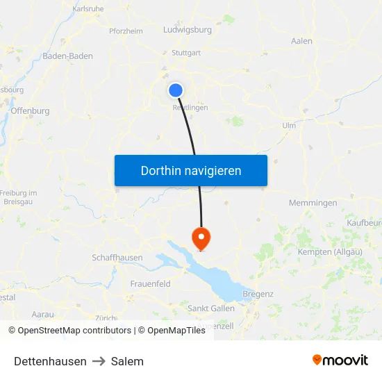 Dettenhausen to Salem map