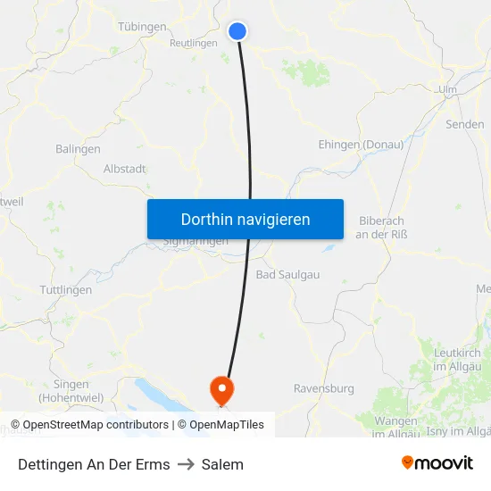 Dettingen An Der Erms to Salem map