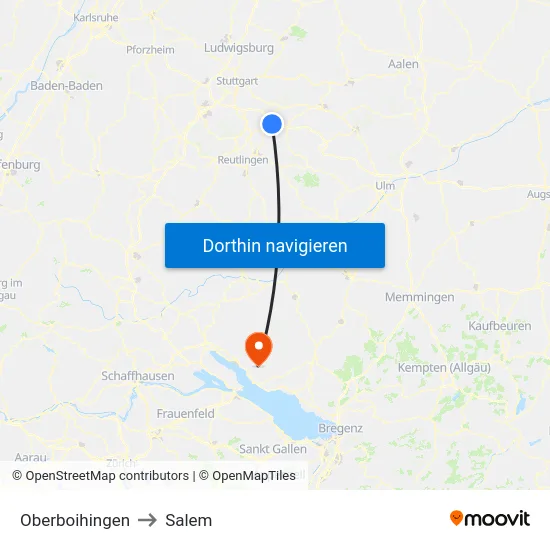 Oberboihingen to Salem map