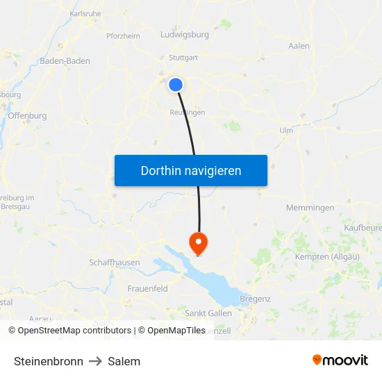 Steinenbronn to Salem map