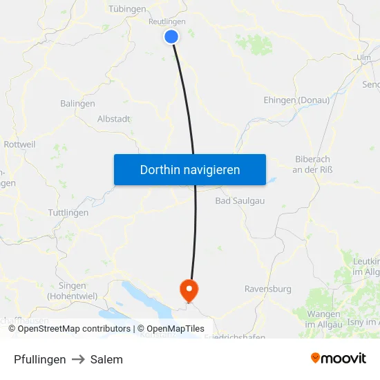Pfullingen to Salem map