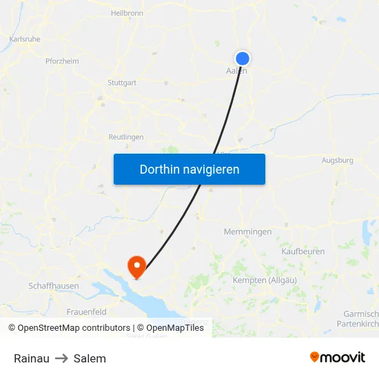 Rainau to Salem map