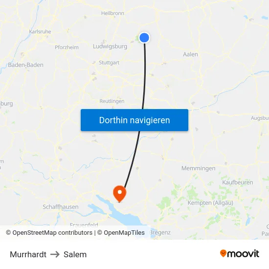 Murrhardt to Salem map
