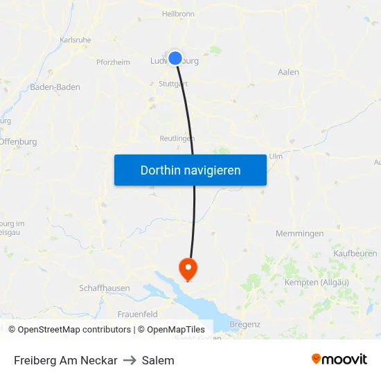 Freiberg Am Neckar to Salem map