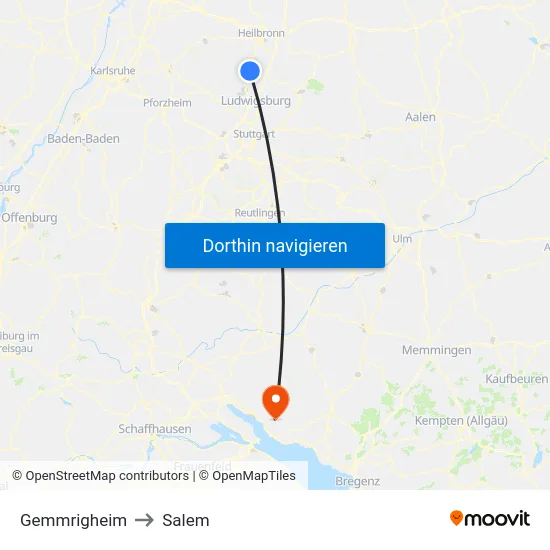 Gemmrigheim to Salem map
