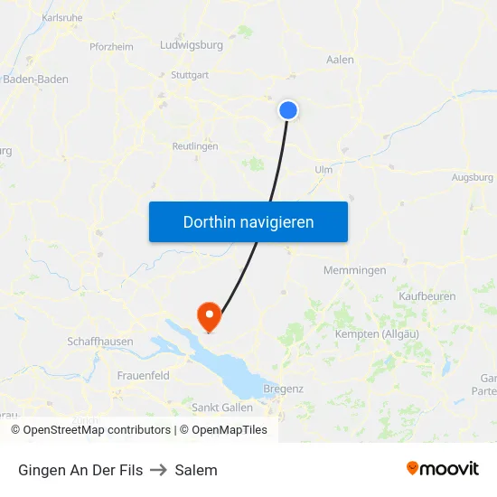 Gingen An Der Fils to Salem map