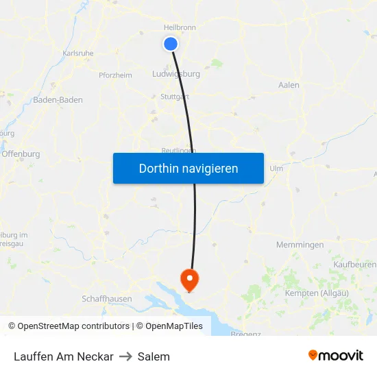 Lauffen Am Neckar to Salem map