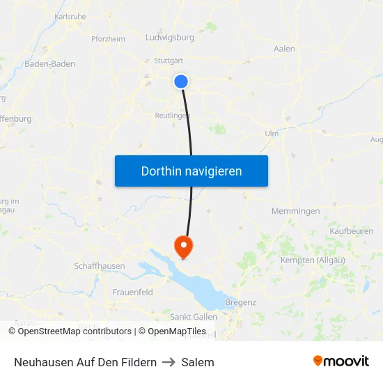 Neuhausen Auf Den Fildern to Salem map