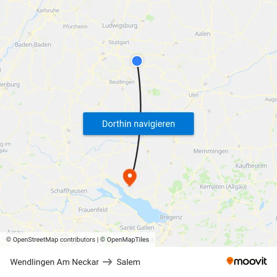 Wendlingen Am Neckar to Salem map