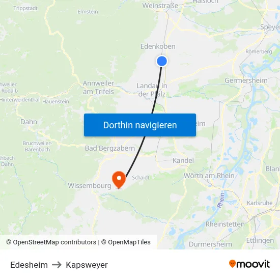Edesheim to Kapsweyer map