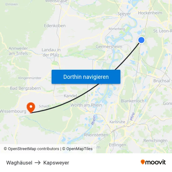 Waghäusel to Kapsweyer map