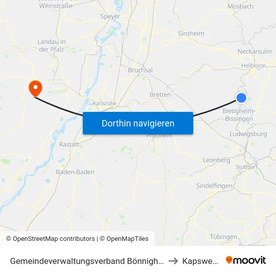 Gemeindeverwaltungsverband Bönnigheim to Kapsweyer map
