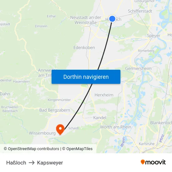 Haßloch to Kapsweyer map