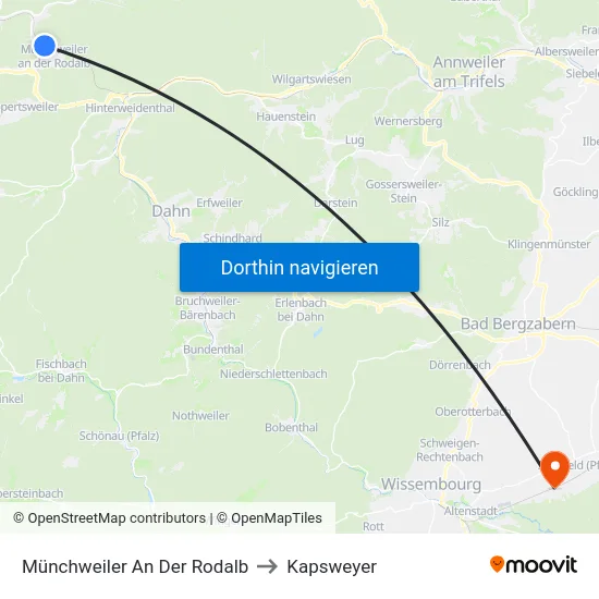 Münchweiler An Der Rodalb to Kapsweyer map