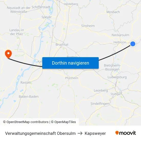 Verwaltungsgemeinschaft Obersulm to Kapsweyer map