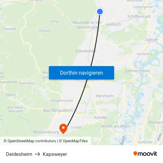 Deidesheim to Kapsweyer map