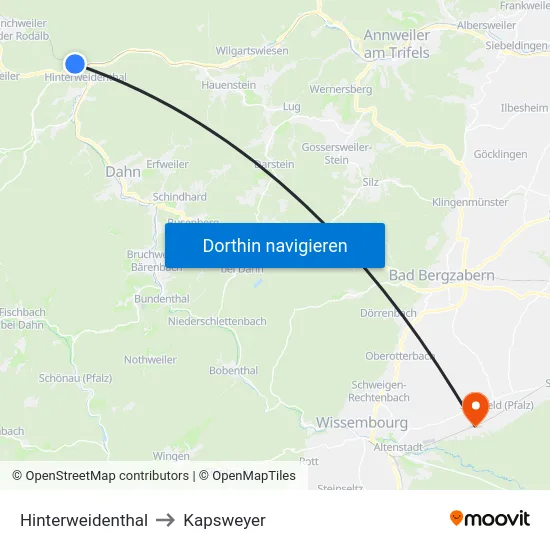 Hinterweidenthal to Kapsweyer map