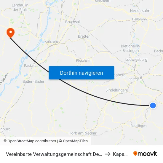 Vereinbarte Verwaltungsgemeinschaft Der Stadt Nürtingen to Kapsweyer map