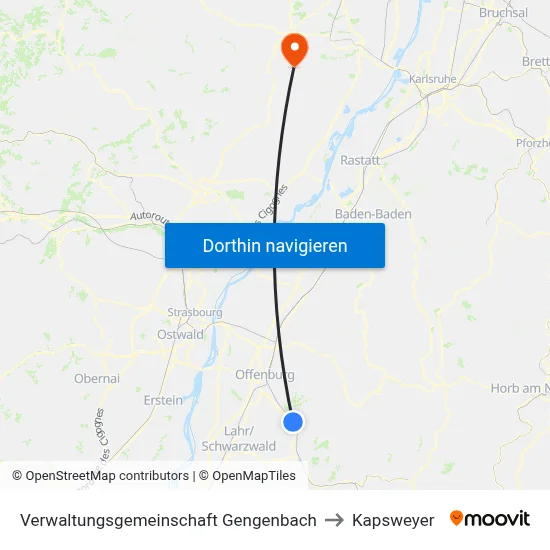 Verwaltungsgemeinschaft Gengenbach to Kapsweyer map