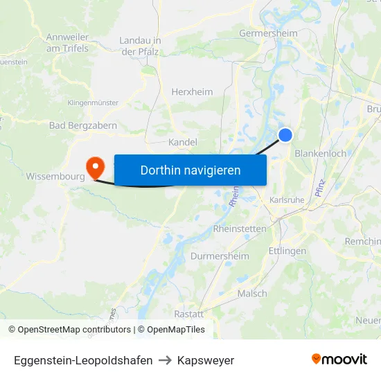 Eggenstein-Leopoldshafen to Kapsweyer map