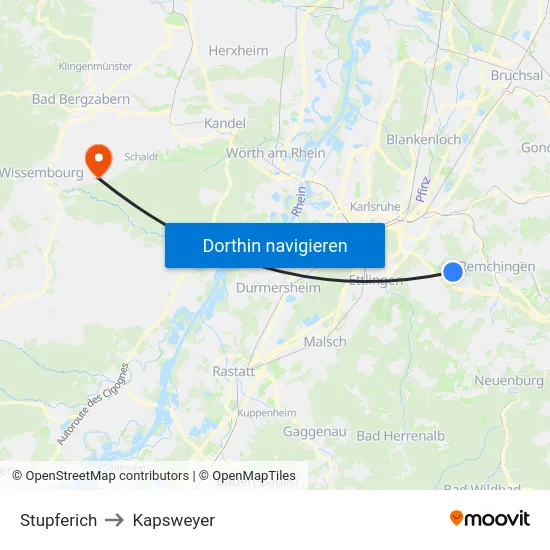 Stupferich to Kapsweyer map