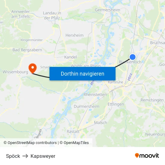 Spöck to Kapsweyer map