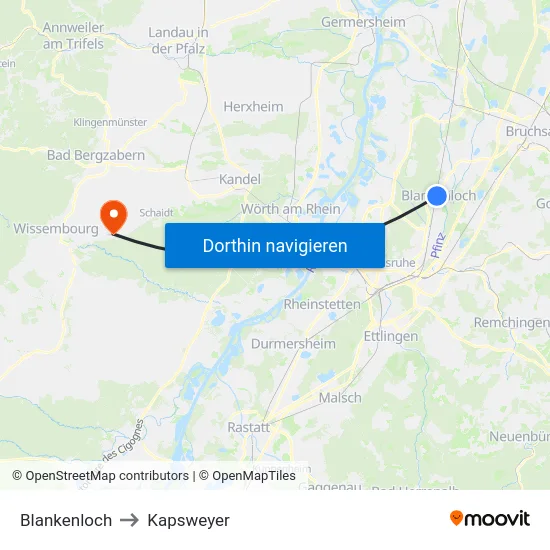 Blankenloch to Kapsweyer map