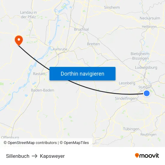 Sillenbuch to Kapsweyer map