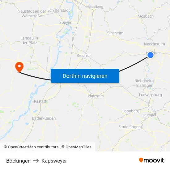 Böckingen to Kapsweyer map