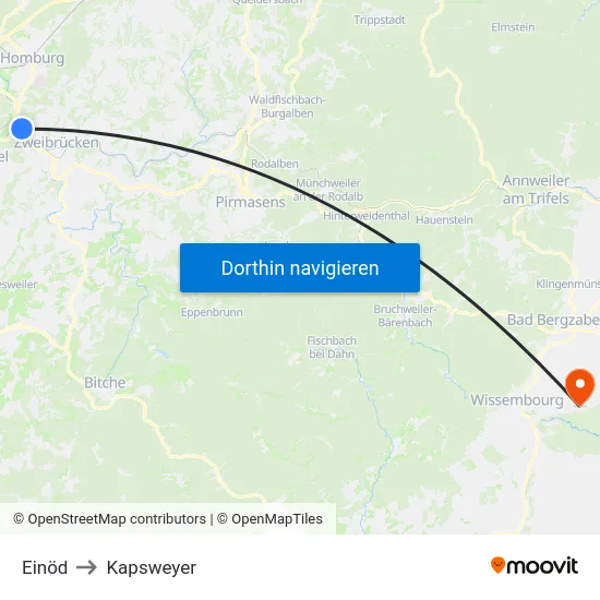 Einöd to Kapsweyer map