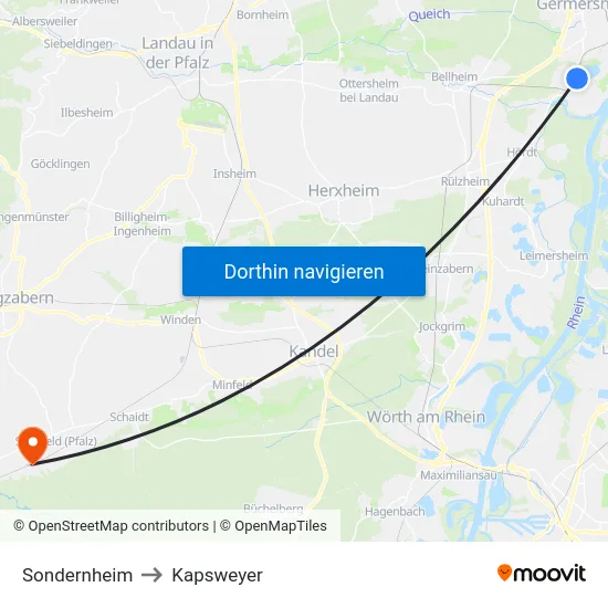 Sondernheim to Kapsweyer map