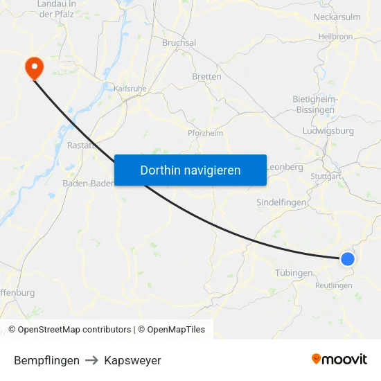 Bempflingen to Kapsweyer map
