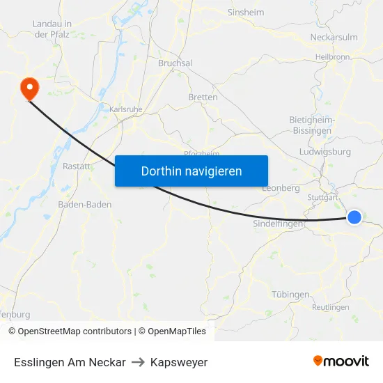 Esslingen Am Neckar to Kapsweyer map