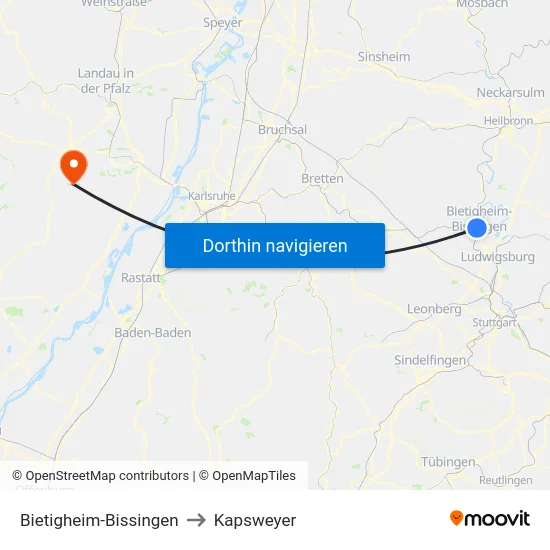 Bietigheim-Bissingen to Kapsweyer map