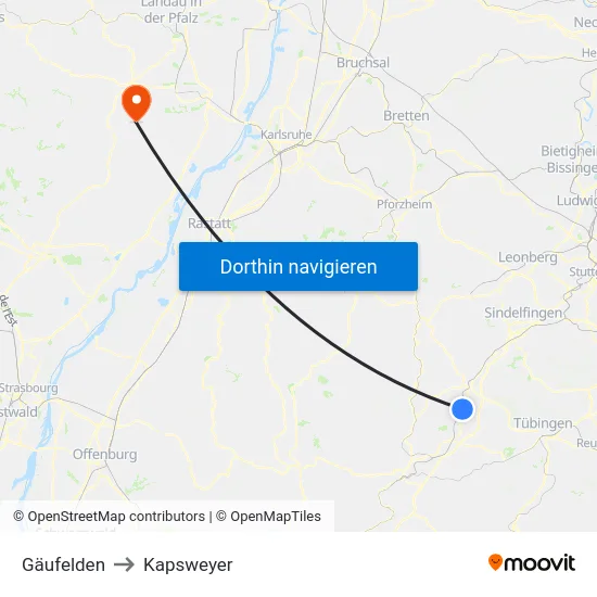 Gäufelden to Kapsweyer map