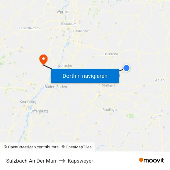 Sulzbach An Der Murr to Kapsweyer map