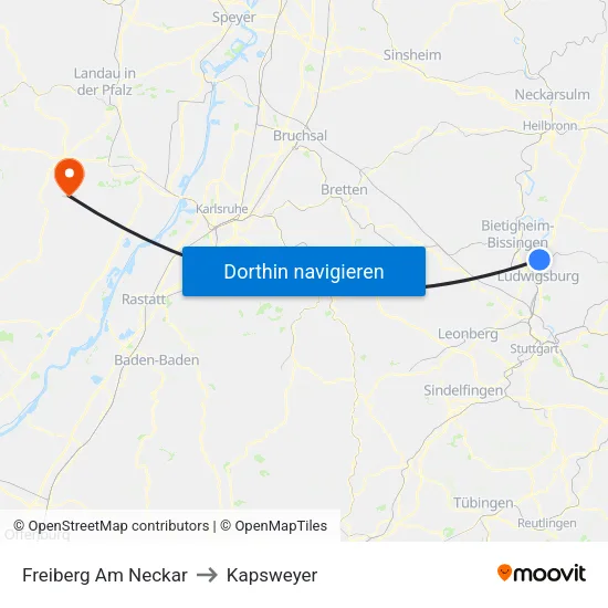 Freiberg Am Neckar to Kapsweyer map